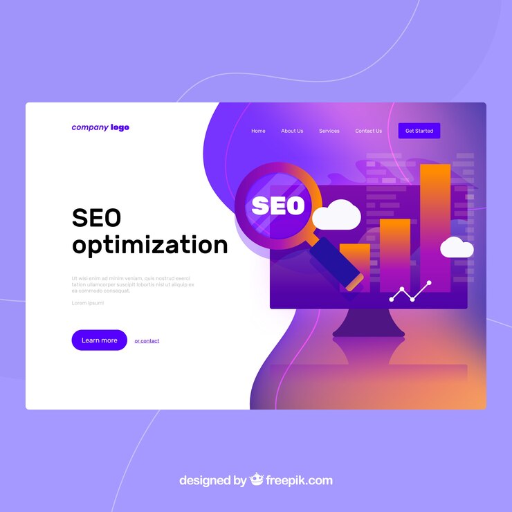 Vettore gratuito modello di pagina di destinazione con il concetto di seo