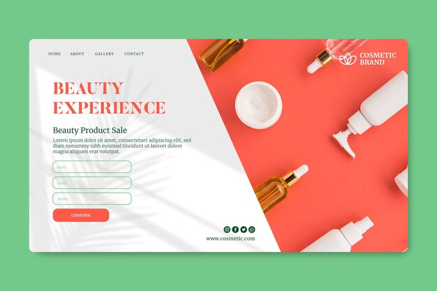 Modello di pagina di destinazione cosmetica