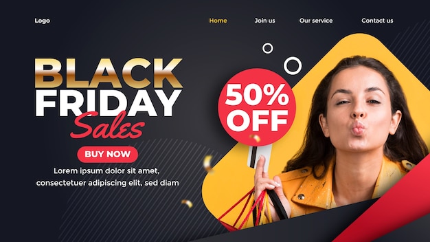 Modello di pagina di destinazione del black friday sfumato