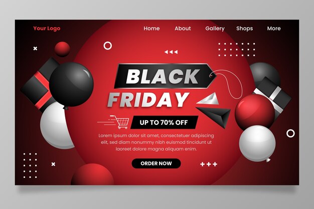 Modello di pagina di destinazione del black friday sfumato