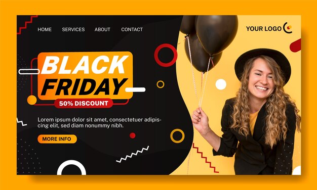 Modello di pagina di destinazione del black friday sfumato
