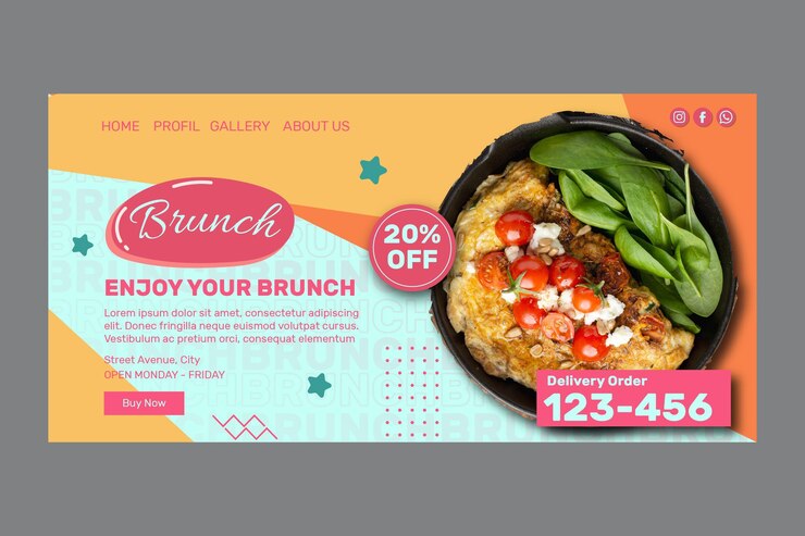 Vettore gratuito modello di pagina di destinazione del brunch creativo