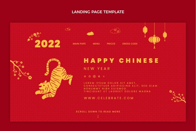 Modello di pagina di destinazione del capodanno cinese piatto