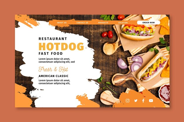 Modello di pagina di destinazione del cibo americano
