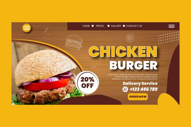 Modello di pagina di destinazione del cibo americano