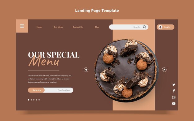 Modello di pagina di destinazione del cibo dal design piatto
