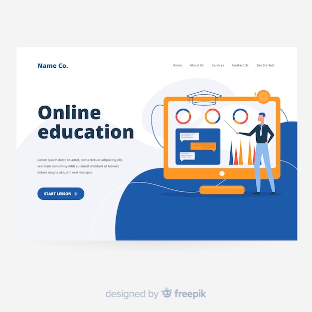 Modello di pagina di destinazione del concetto di formazione online