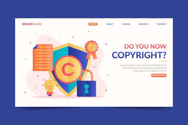 Modello di pagina di destinazione del copyright con blocco