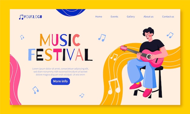 Modello di pagina di destinazione del festival musicale