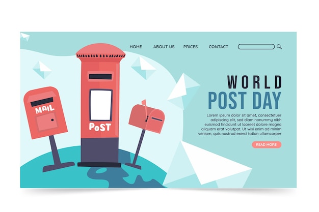 Modello di pagina di destinazione del giorno post mondiale piatto disegnato a mano