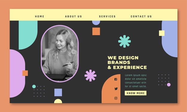 Modello di pagina di destinazione del grafico di design piatto