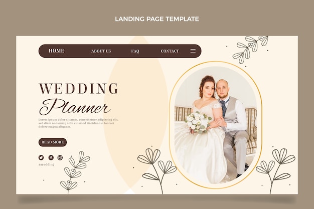 Modello di pagina di destinazione del matrimonio disegnato a mano