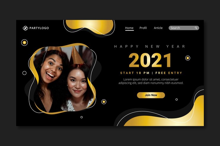 Vettore gratuito modello di pagina di destinazione del nuovo anno 2021