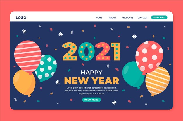 Modello di pagina di destinazione del nuovo anno design piatto