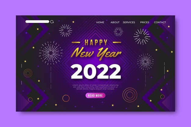 Modello di pagina di destinazione del nuovo anno sfumato