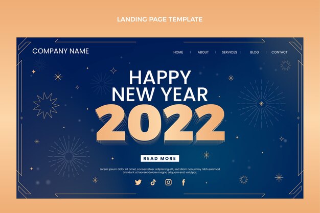 Modello di pagina di destinazione del nuovo anno sfumato