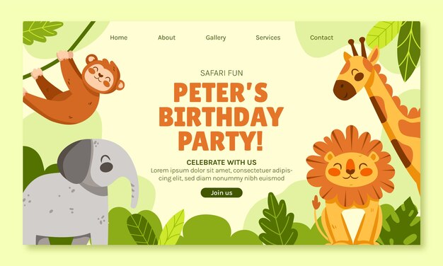 Modello di pagina di destinazione del party Safari