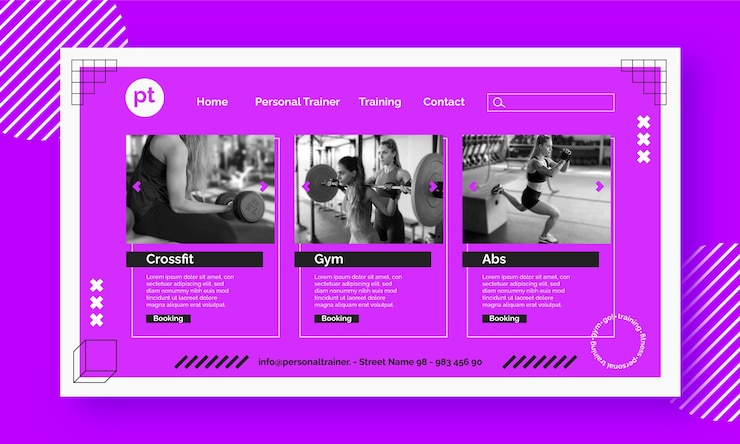 Vettore gratuito modello di pagina di destinazione del personal trainer dal design piatto