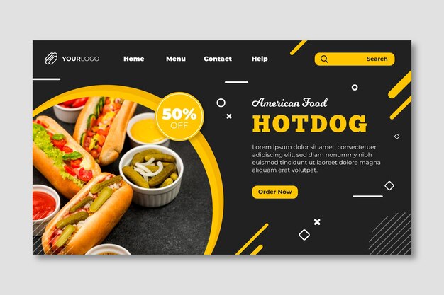 Modello di pagina di destinazione del ristorante di cucina americana