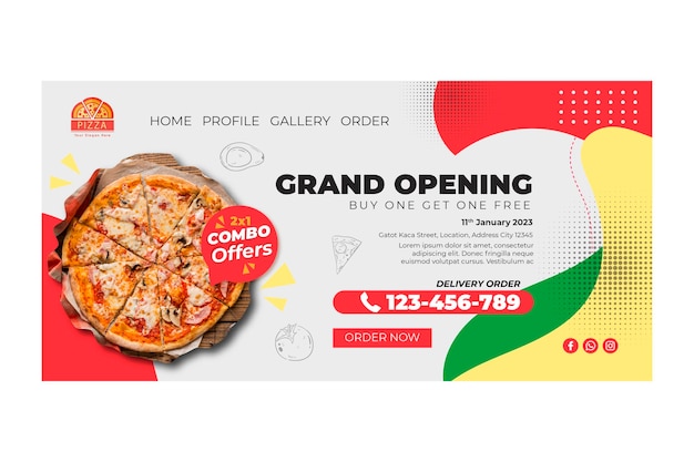 Modello di pagina di destinazione del ristorante pizzeria