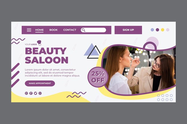 Modello di pagina di destinazione del salone di bellezza
