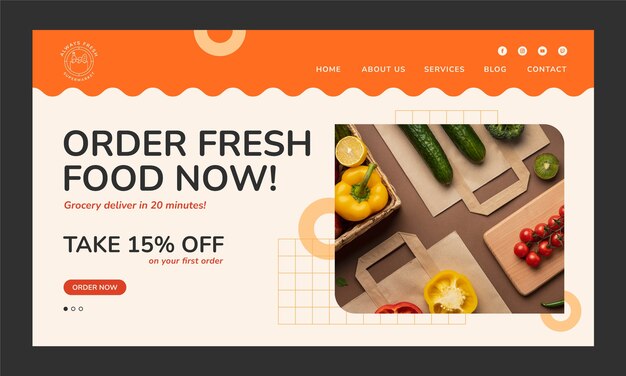 Modello di pagina di destinazione del supermercato piatto