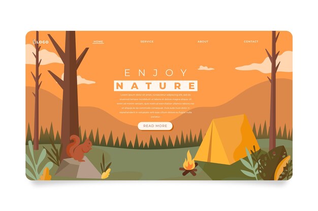 Modello di pagina di destinazione del turismo ecologico