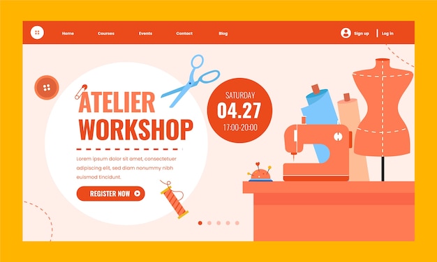 Modello di pagina di destinazione dell'atelier disegnato a mano
