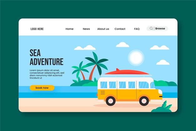 Modello di pagina di destinazione dell'avventura piatta