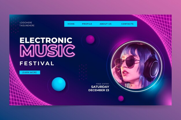 Modello di pagina di destinazione dell'evento di musica elettronica