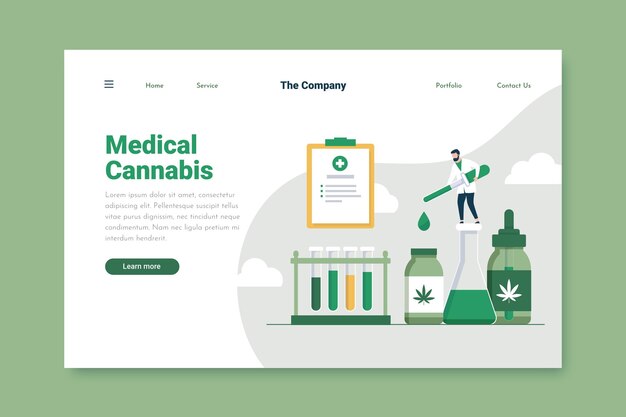 Modello di pagina di destinazione della cannabis medica