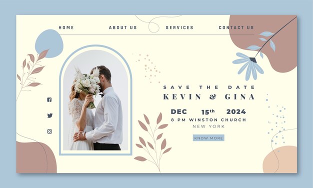 Modello di pagina di destinazione della celebrazione del matrimonio