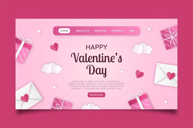 Modello di pagina di destinazione della celebrazione di San Valentino in stile carta