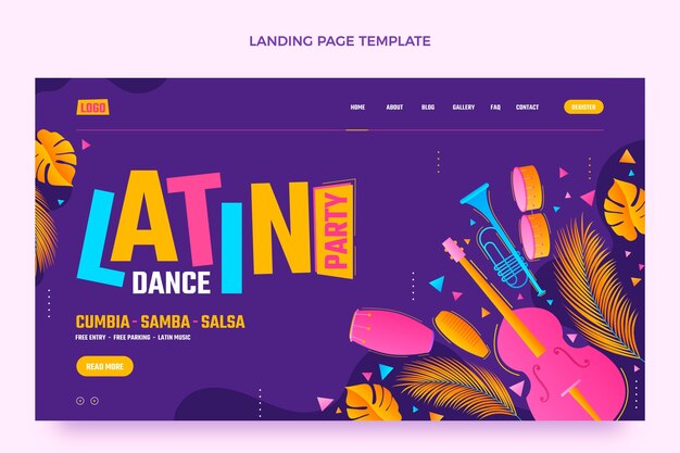 Modello di pagina di destinazione della festa di ballo latino sfumato