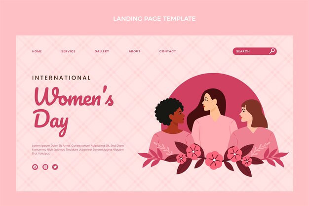 Modello di pagina di destinazione della giornata internazionale della donna disegnato a mano