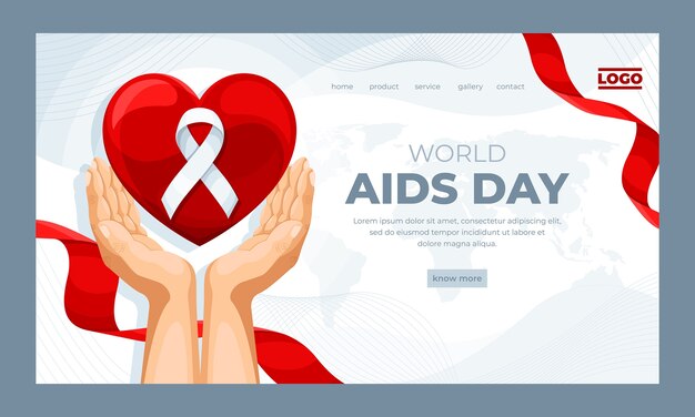 Modello di pagina di destinazione della giornata mondiale contro l'AIDS