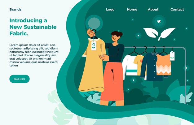 Modello di pagina di destinazione della moda sostenibile disegnato a mano piatta