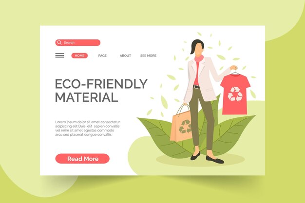 Modello di pagina di destinazione della moda sostenibile disegnato