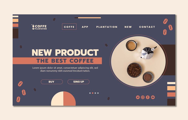 Vettore gratuito modello di pagina di destinazione della piantagione di caffè dal design piatto