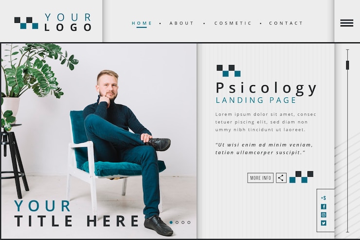 Vettore gratuito modello di pagina di destinazione della psicologia