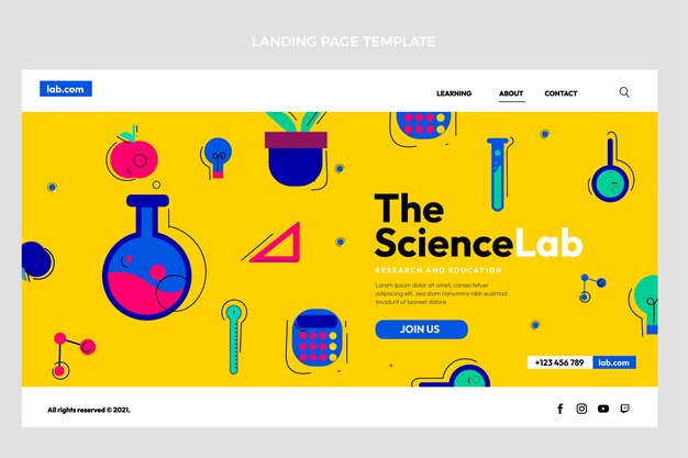 Modello di pagina di destinazione della scienza del design piatto