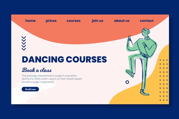 Modello di pagina di destinazione della scuola di corsi di ballo