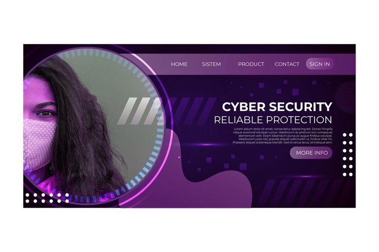 Vettore gratuito modello di pagina di destinazione della sicurezza informatica