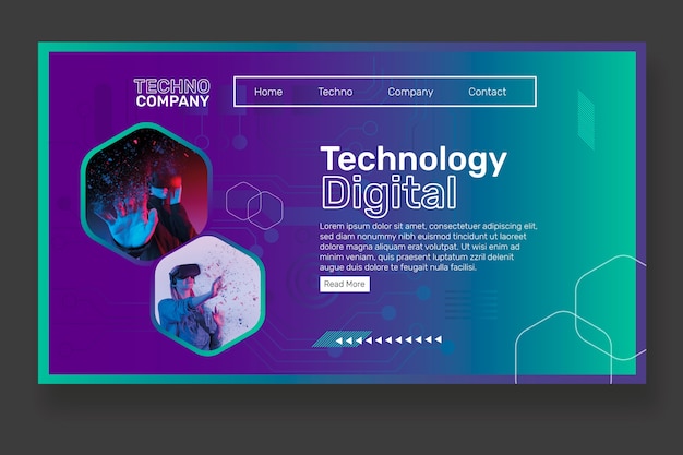 Modello di pagina di destinazione della tecnologia dei mezzitoni sfumati
