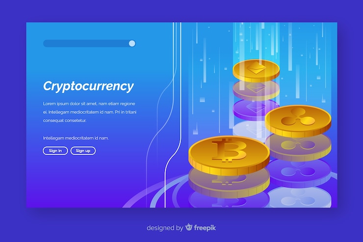 Vettore gratuito modello di pagina di destinazione dello scambio di criptovaluta