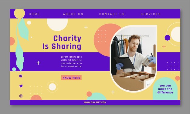 Modello di pagina di destinazione di beneficenza minimo
