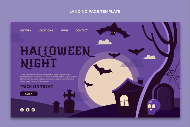 Modello di pagina di destinazione di halloween piatto