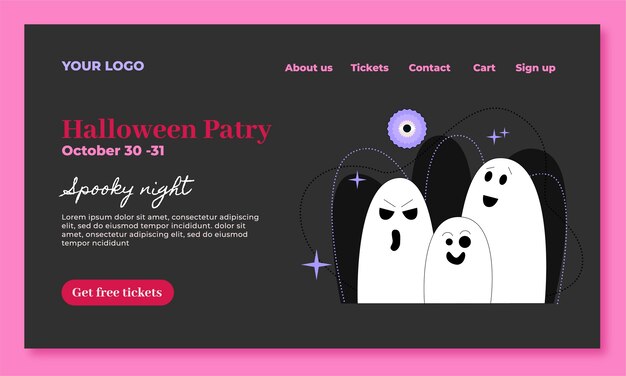 Modello di pagina di destinazione di halloween piatto