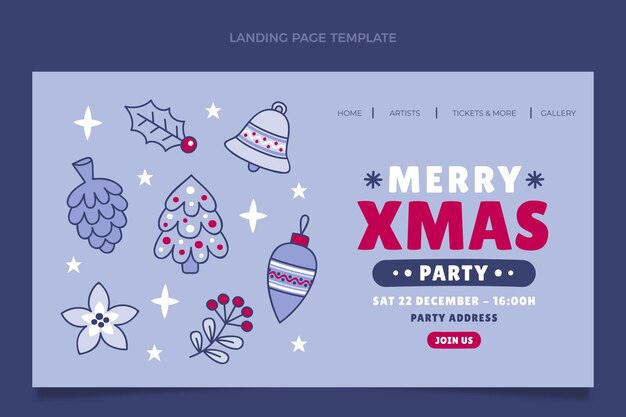 Modello di pagina di destinazione di natale disegnato a mano