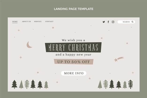 Modello di pagina di destinazione di natale piatto disegnato a mano